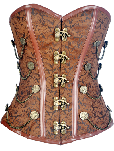 Corsage Vollbrust Steampunk braun